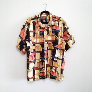 Pusser's West Indies Tropical Hawaiian  Button Up Shirt Size Large Linen Blend